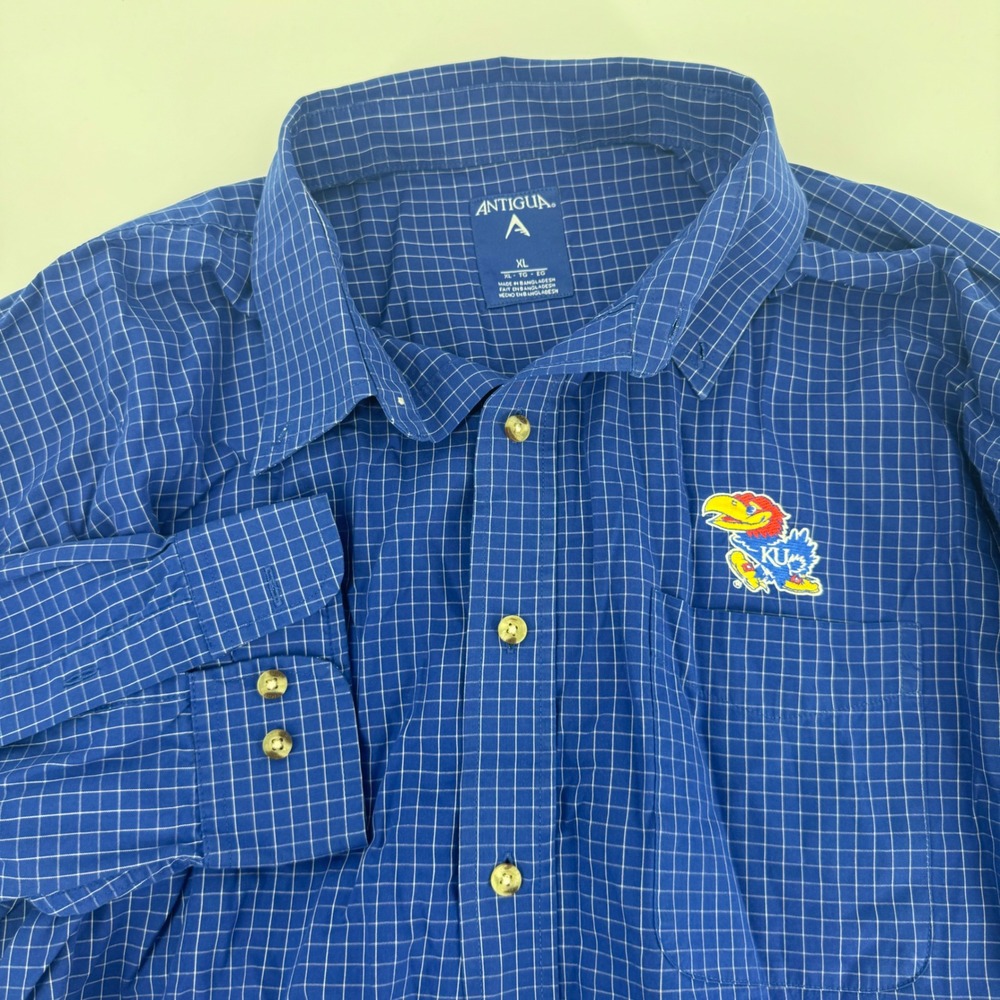 Antigua Kansas Jayhawks NCAA Button Down Shirt Mens XL Long‎ Sleeve
